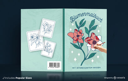 Pintura de flores e plantas design de capa de livro