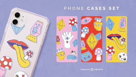 Trippy mushroom phone cases set