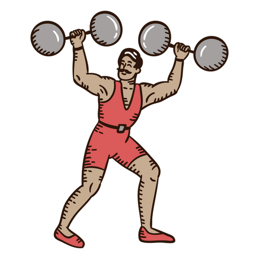 Personaje de levantador de pesas de circo Diseño PNG