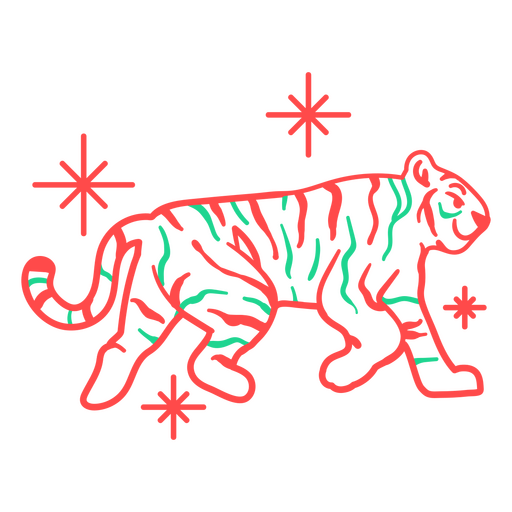 Tiger-Pfefferminz-Strich-Design PNG-Design