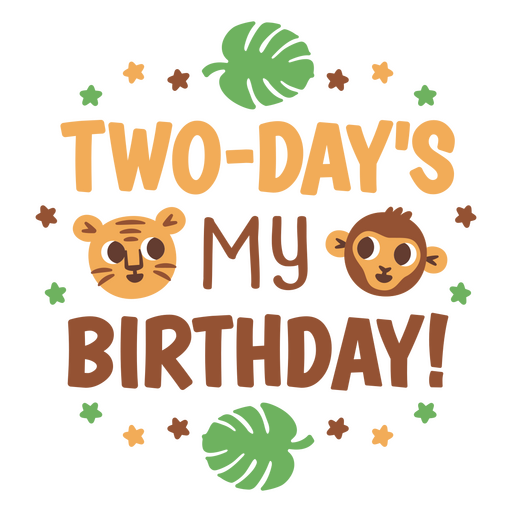 Two day's my birthday design PNG Design