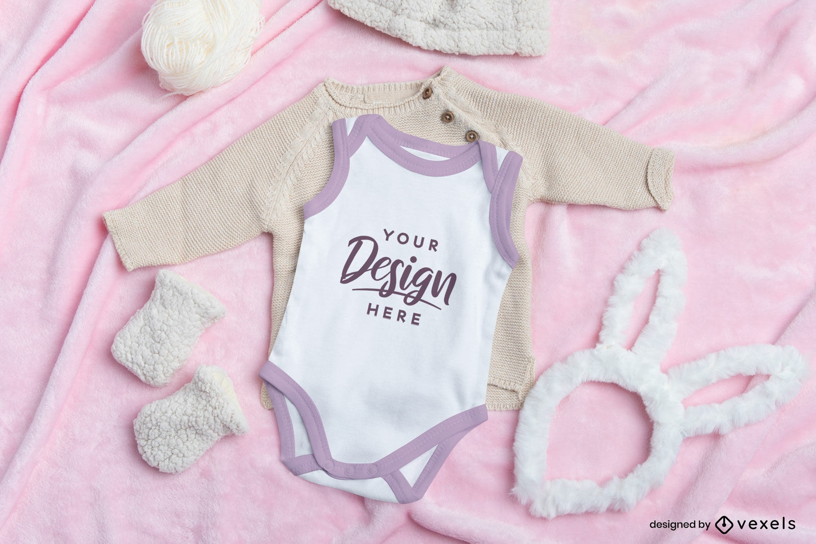 Baby girl onesie with no sleeves mockup