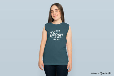 Teen girl smiling in long tank top mockup