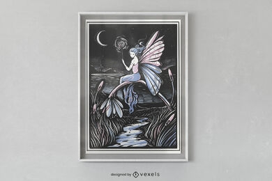 Fairy at night fantasy poster design