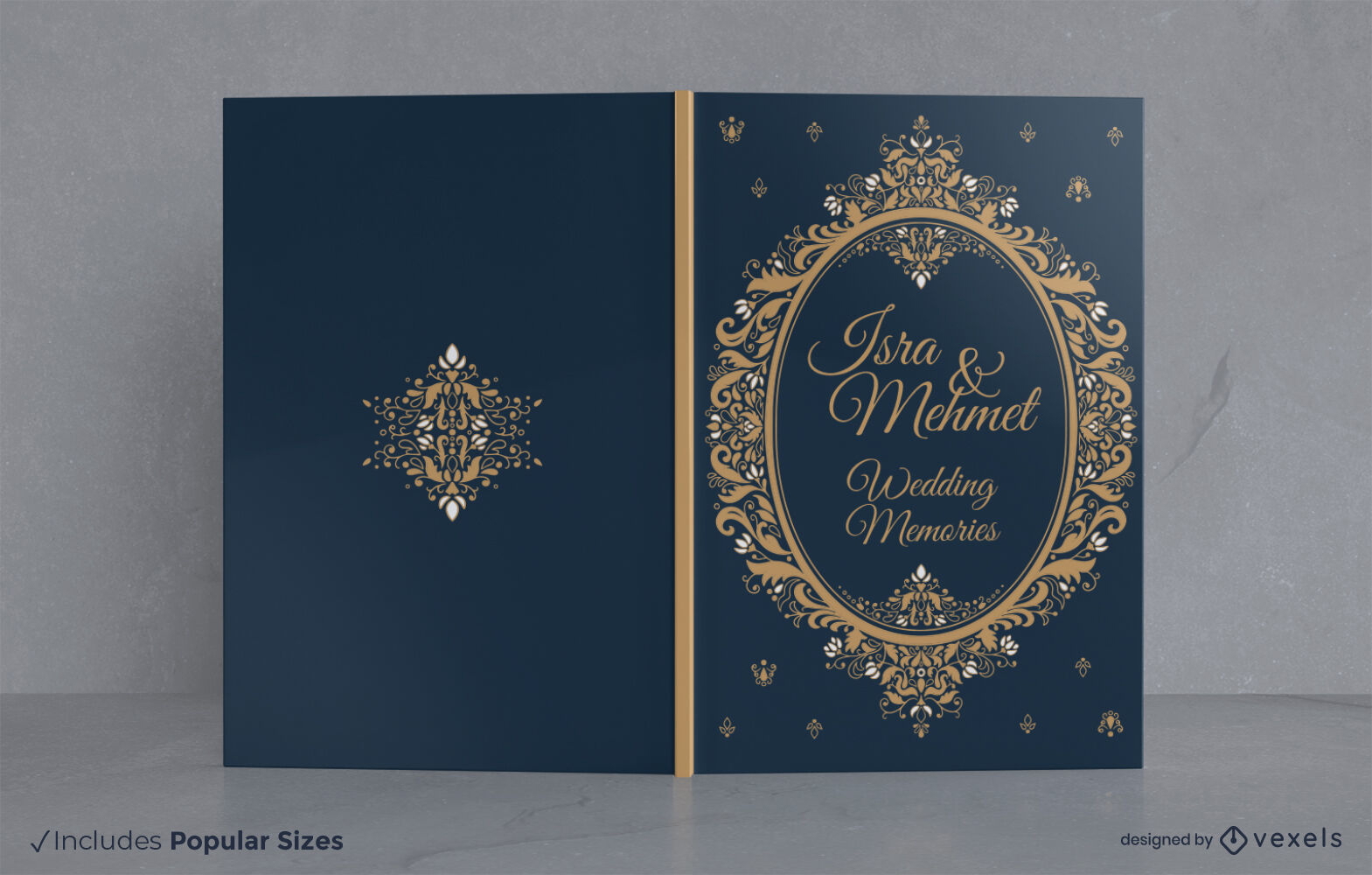 Design de capa de livro de memórias de casamento