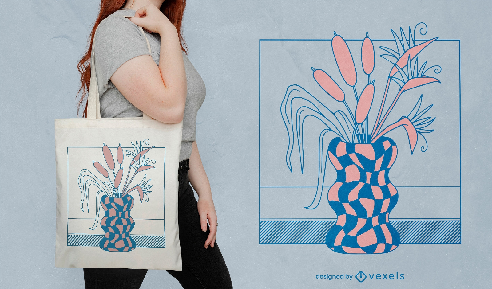 Flower vase tote bag design