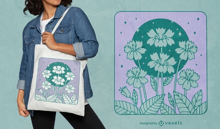 Floral nature tote bag design