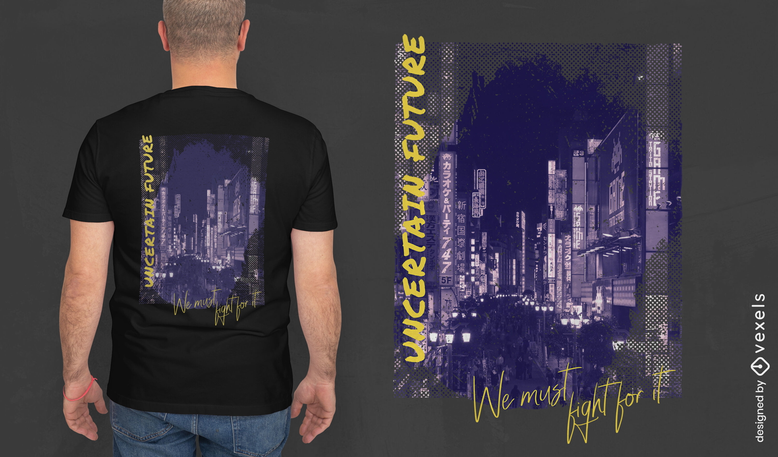 Moderne Stadt bei Nacht Fotografie T-Shirt PSD