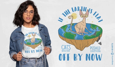 Katze über dem T-Shirt-Design der flachen Erde