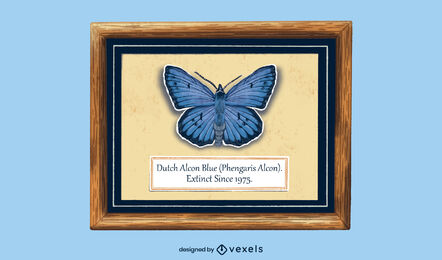 Blauer Schmetterling gerahmtes Bilddesign
