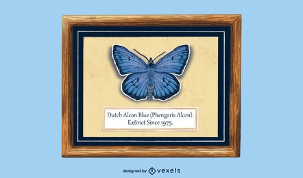 Design de imagem emoldurada de borboleta azul
