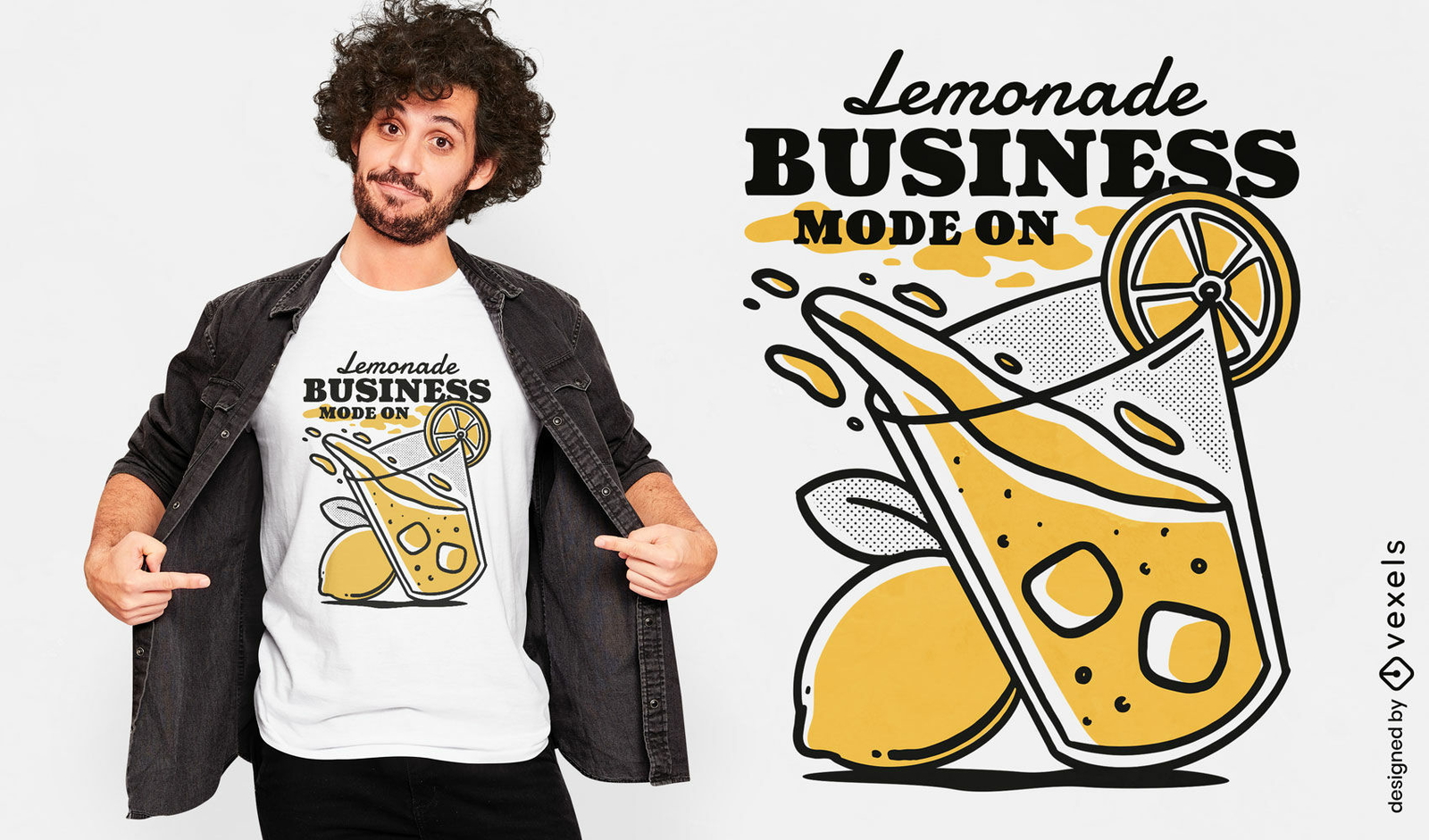 Diseño de camiseta con bebida de limonada en vaso.