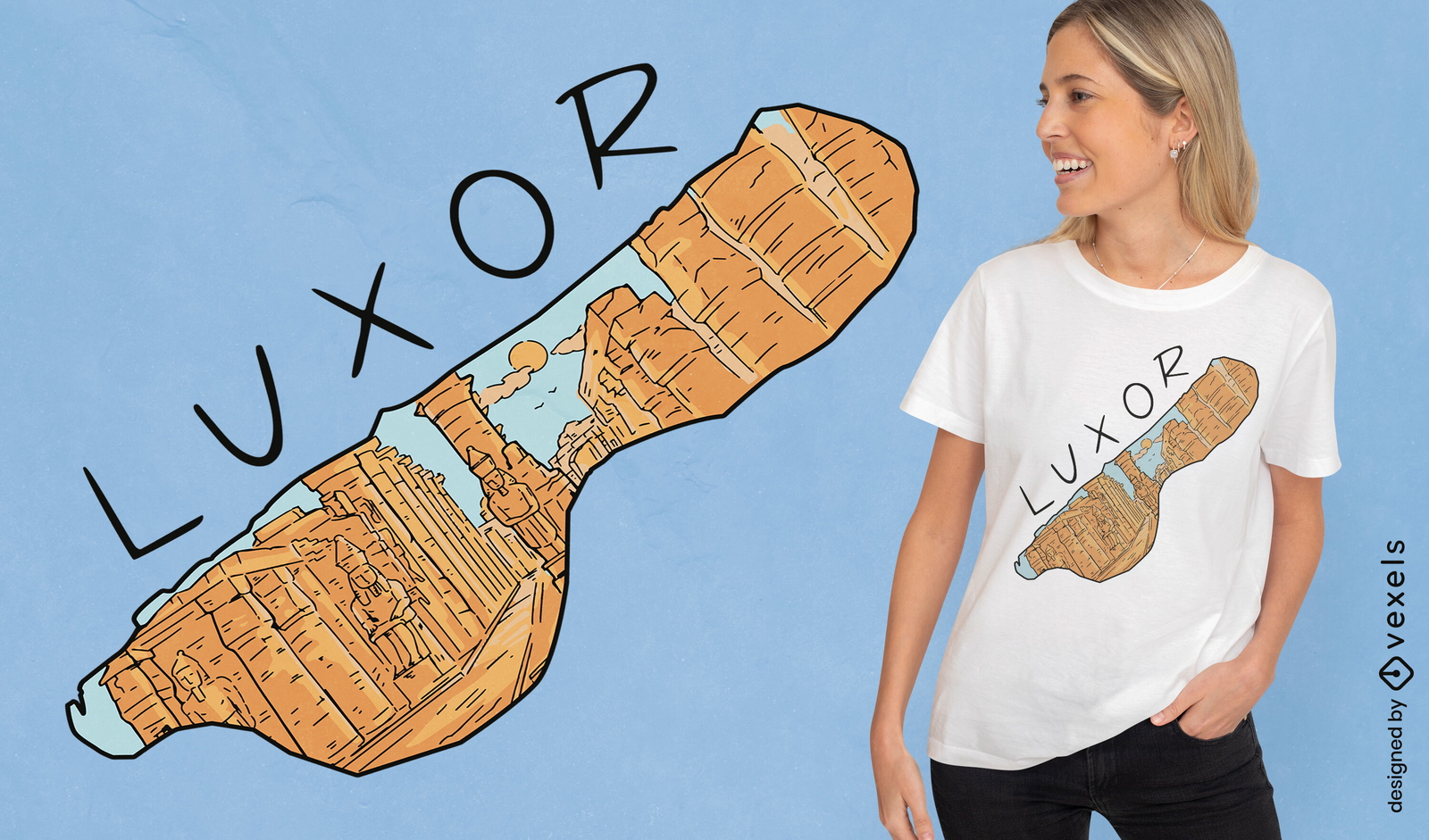 Diseño de camiseta de mapa de país de luxor egipto