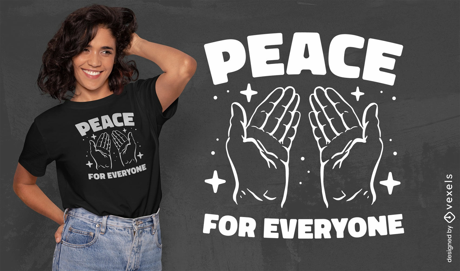 Hände, die nach Friedenst-shirt-Design ausstrecken