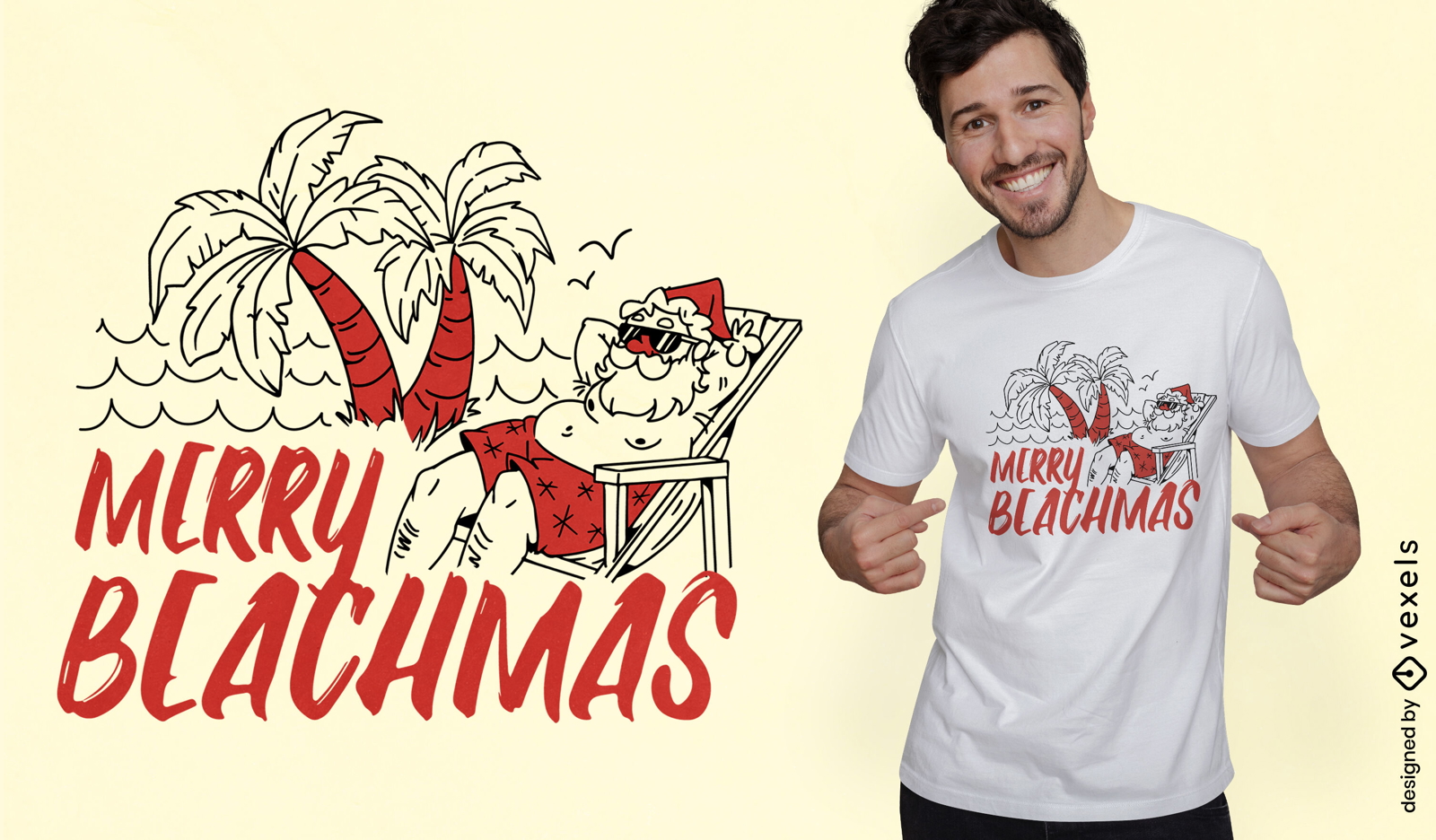 Sommer-Weihnachtsmann, der am Strand-T-Shirt-Design k?hlt