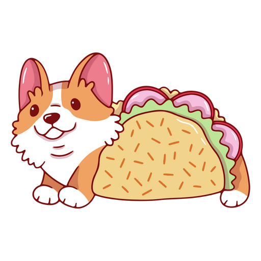 Carácter de comida de taco corgi Diseño PNG