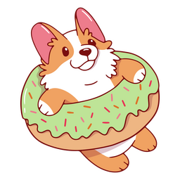 Personagem de comida de rosquinha Corgi Desenho PNG