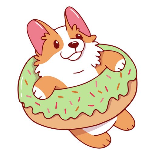 Carácter de comida de donut Corgi Diseño PNG