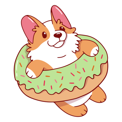 Corgi donut food character PNG Design