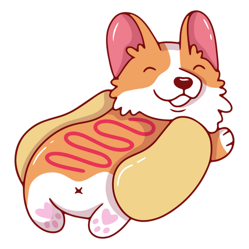 Carácter de perro caliente Corgi Diseño PNG