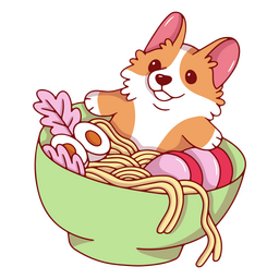 personaje corgi ramen Diseño PNG