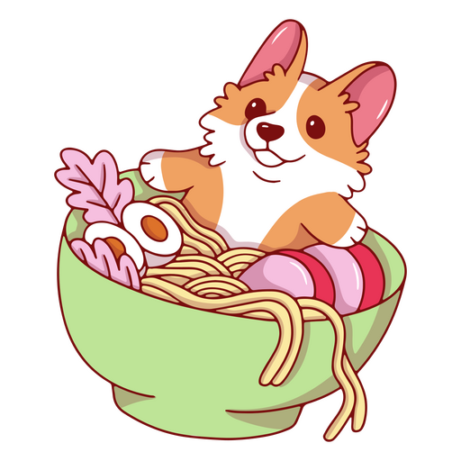 Corgi ramen personagem Desenho PNG