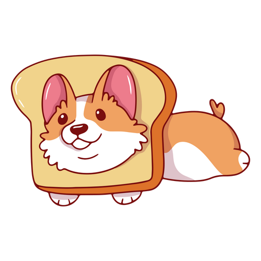 Carácter de tostadas Corgi Diseño PNG