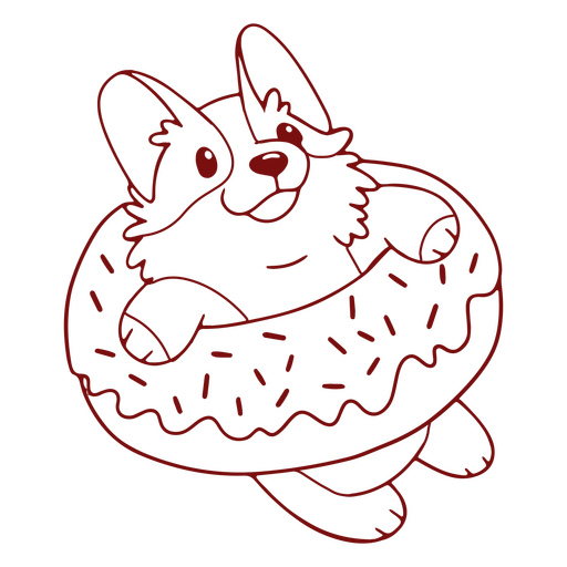 Corgi Donut Character Stroke PNG & SVG Design For T-Shirts