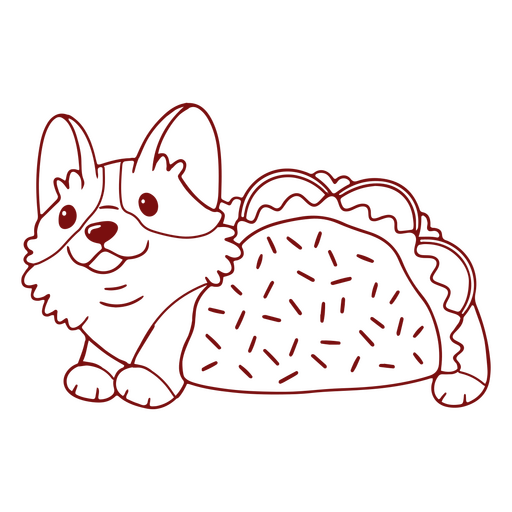 Traço de caractere de taco de corgi Desenho PNG