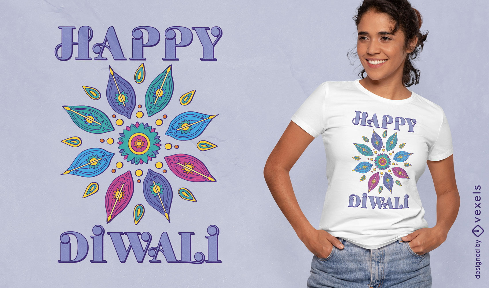 Celebración de diwali con diseño de camiseta de velas.