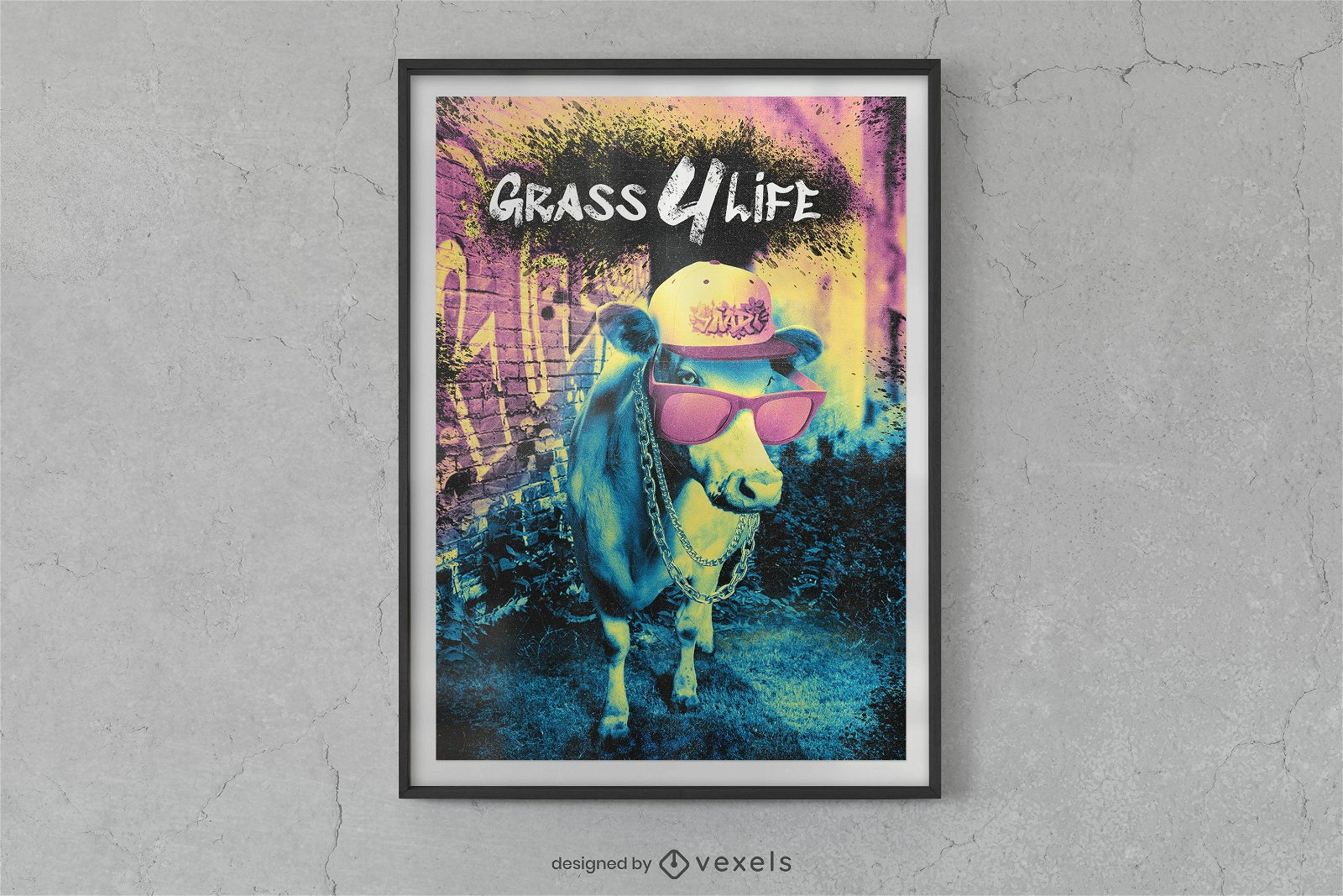 Design de cartaz de vaca hip hop