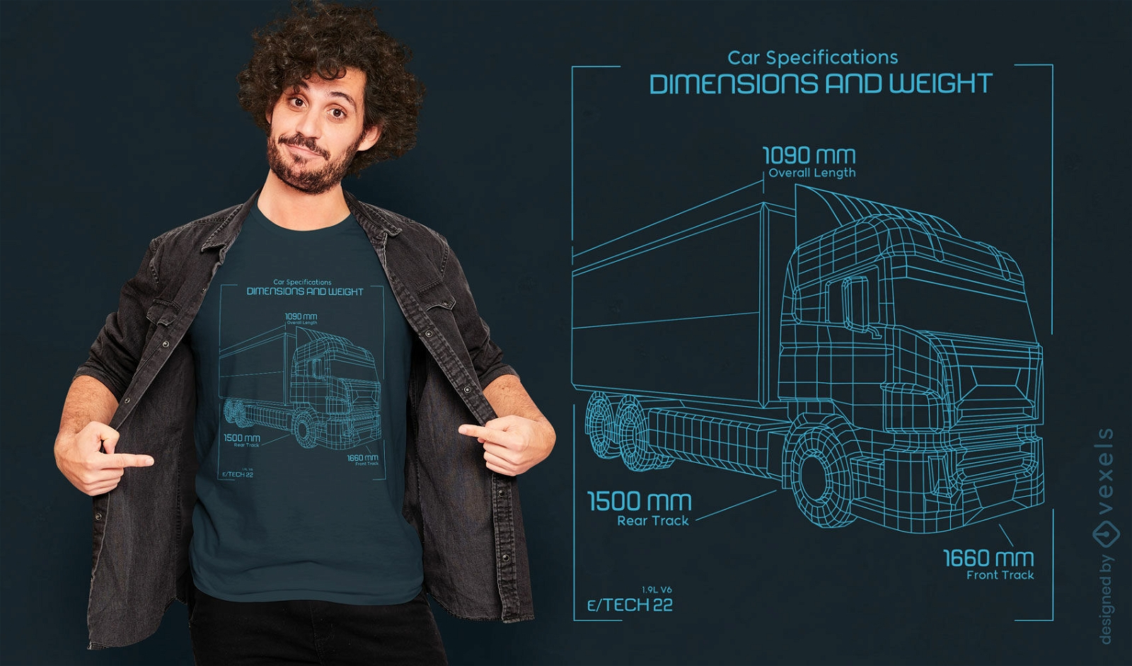 Design de camiseta de arte de linha de transporte de caminhão grande