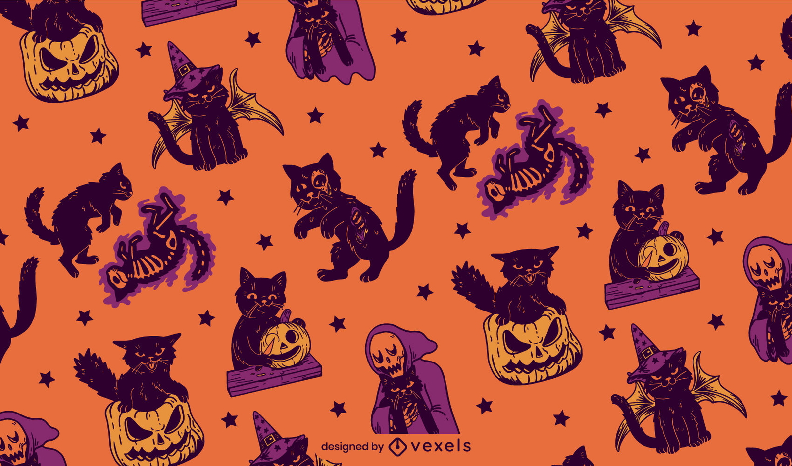 Design de padrão de criaturas noturnas de Halloween