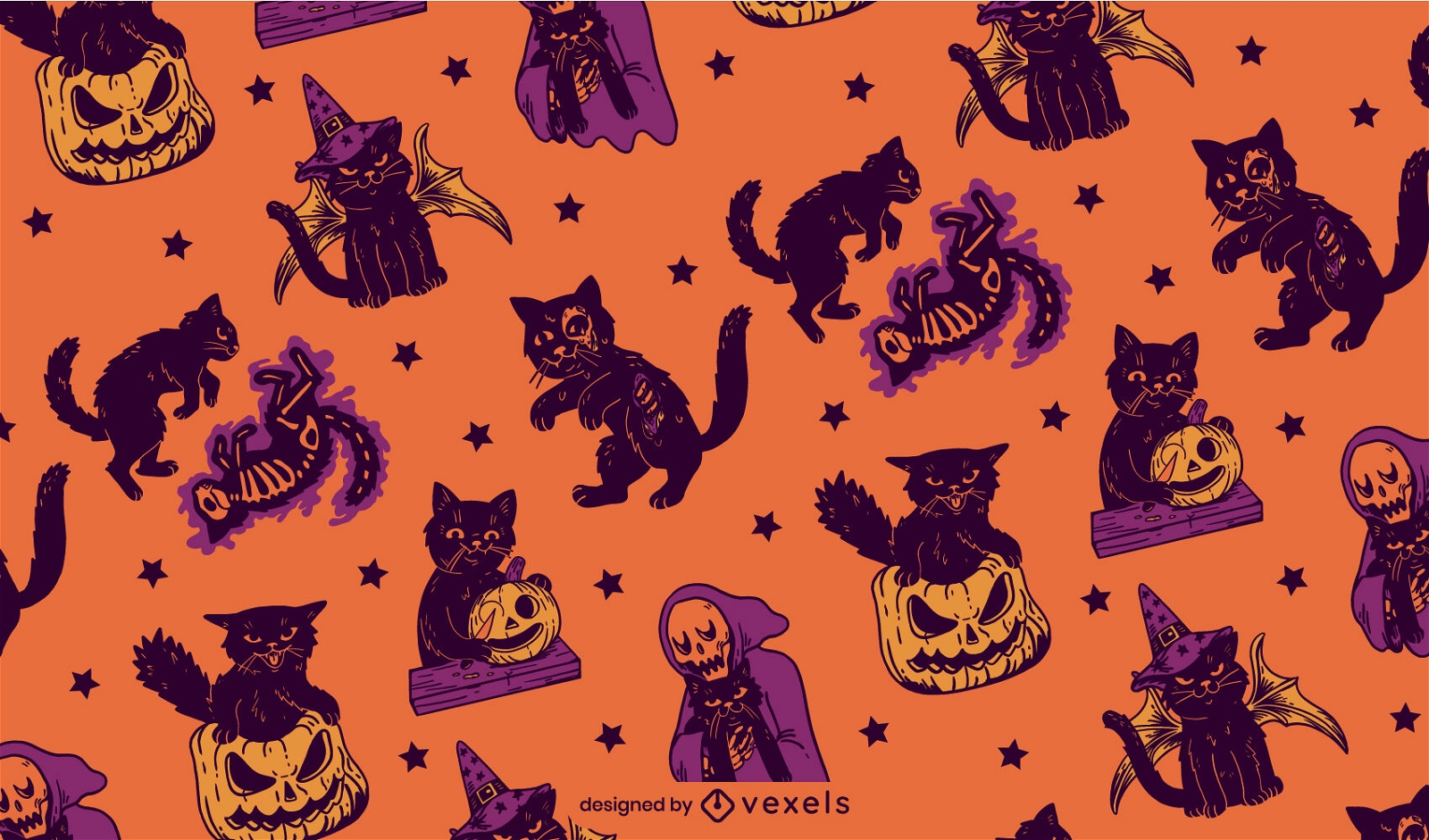 Halloween nocturnal creatures pattern design