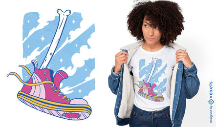 Skelettbein mit Schuh-T-Shirt-Design