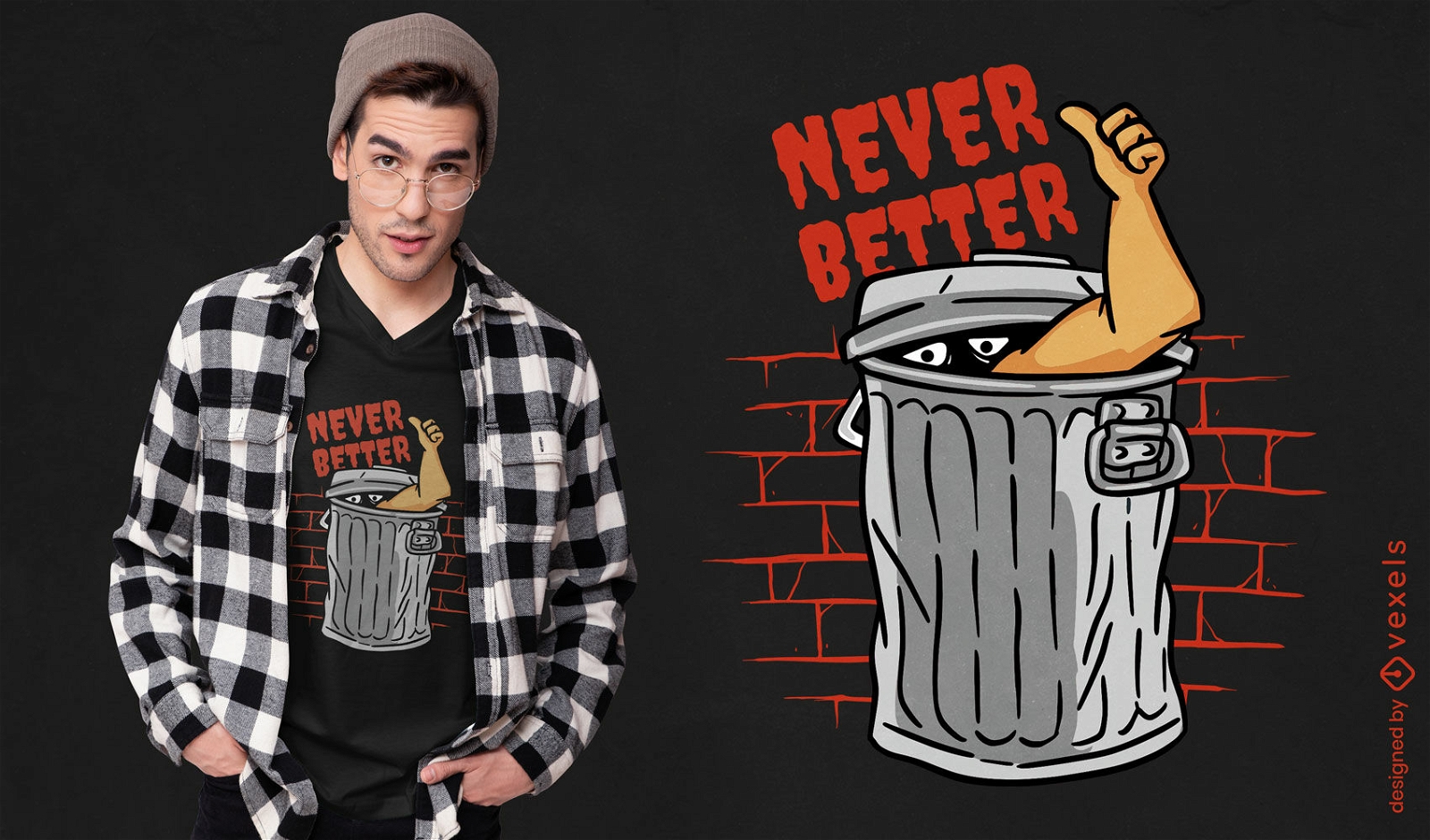Person inside trash can t-shirt design