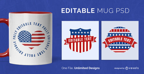 Modelo de Design de Caneca de Emblemas dos EUA Escalável