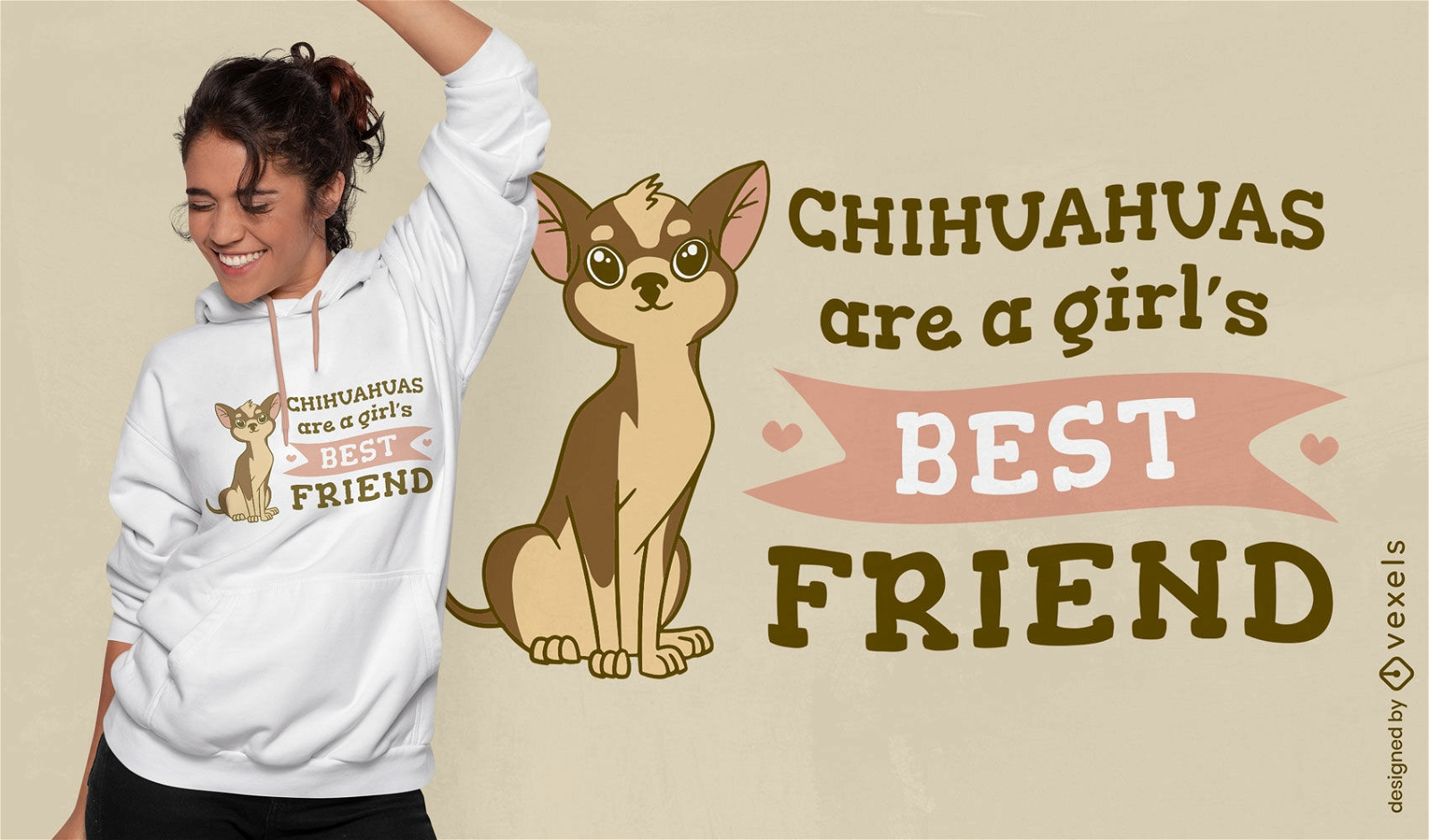Design de t-shirt Chihuahua e menina cão amiga
