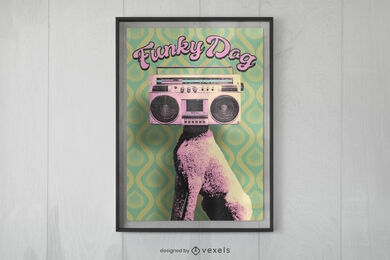 Funky music dog poster design