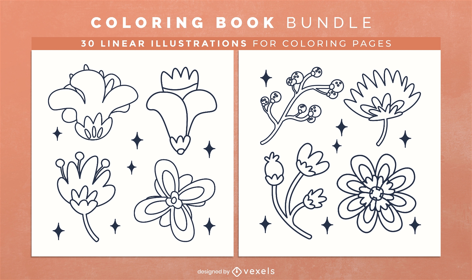 Wildflowers coloring book design pages