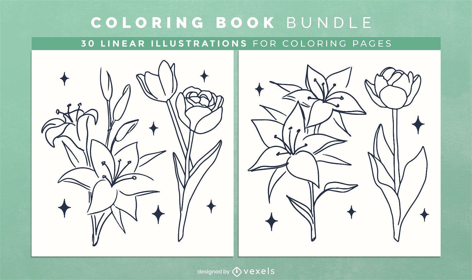 Botnical wildflowers coloring book pages design
