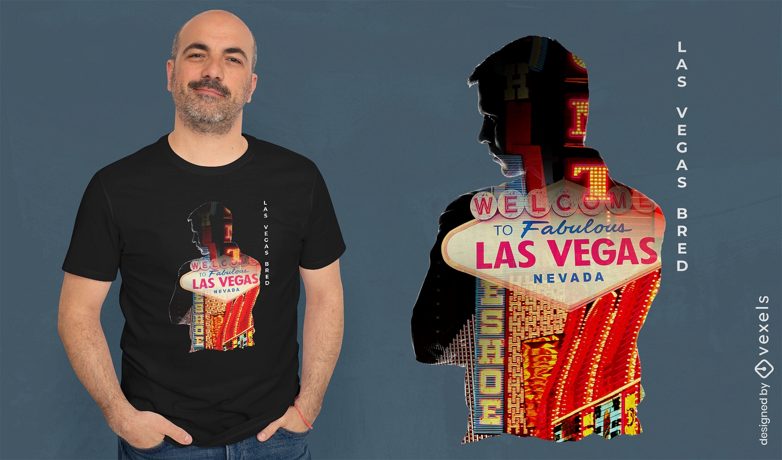 Homem de silhueta em camiseta de Las Vegas psd