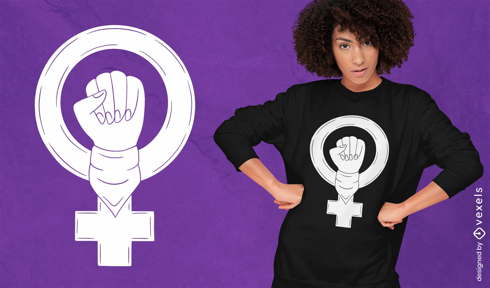 Design de camiseta com símbolo feminista