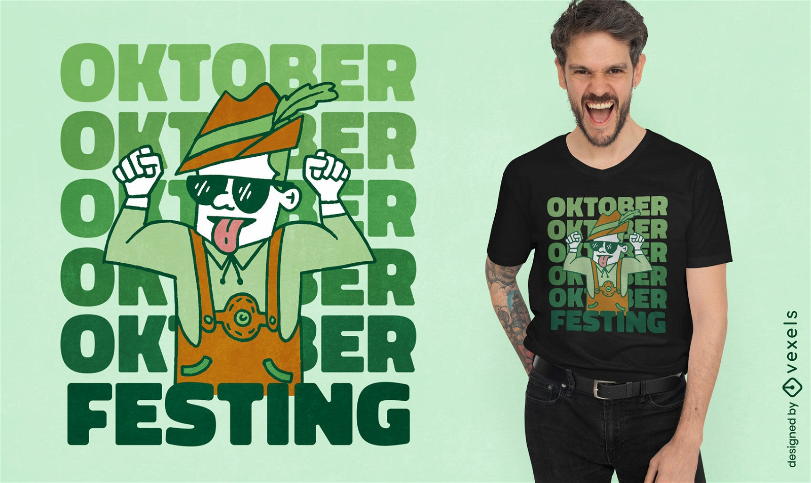 Hombre celebrando el diseño de camiseta de oktoberfest