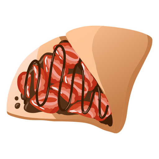 Crepe with strawberries and chocolate    PNG Design