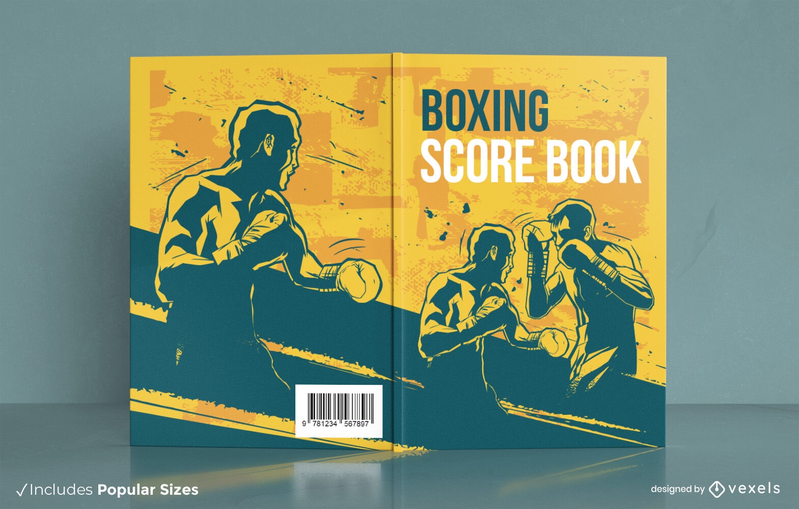 Boxeo de personas para el diseño de portadas de libros deportivos.