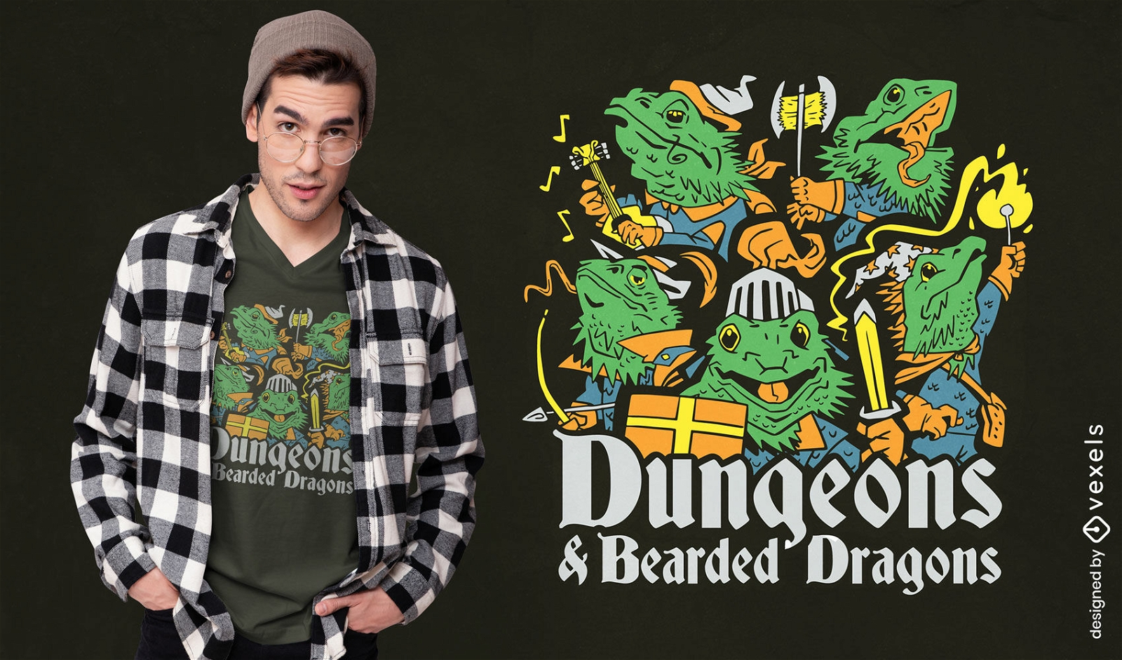 Bearded dragons fantasy t-shirt design