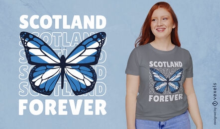 Design de camiseta de borboleta e bandeira da Escócia para sempre