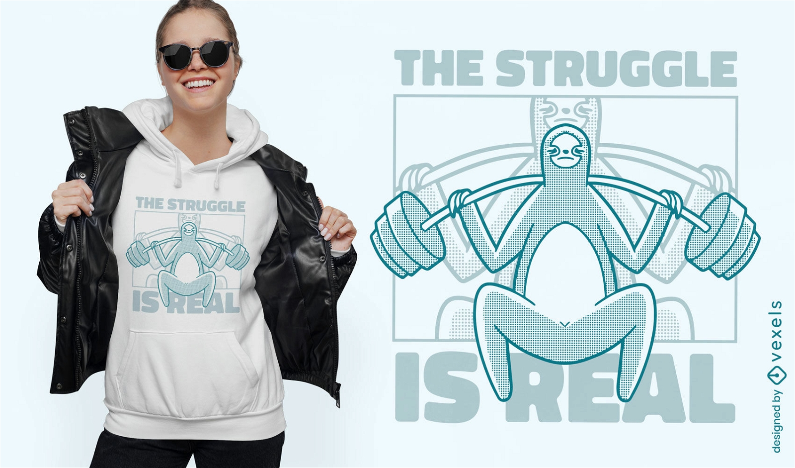 Sloth animal lifting weights t-shirt design