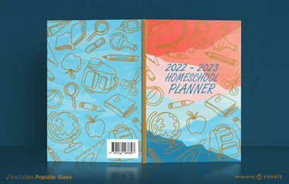 Design de capa de livro homeschool de elementos escolares